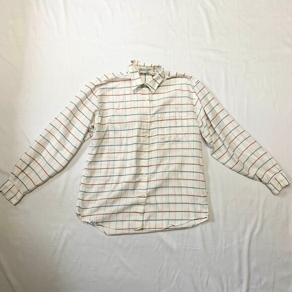VTG 80s Tabi International White Striped Red Blue Button Down Long Sleeve Shirt - Picture 4 of 5